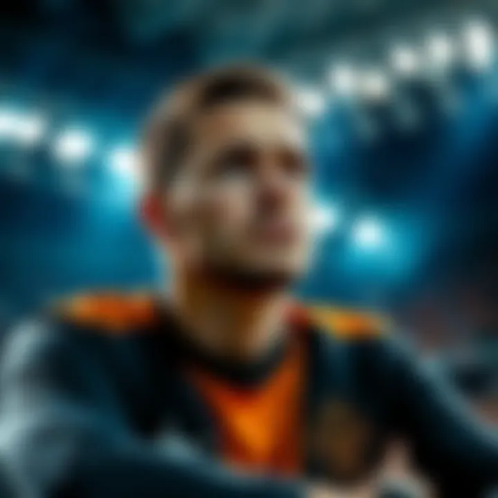 A player looking thoughtful and disappointed after losing a game, reflecting on their performance.