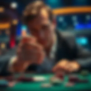 Player Deciding Between Cash Out or Play A person looking at gambling chips and cash, contemplating whether to cash out or keep playing.