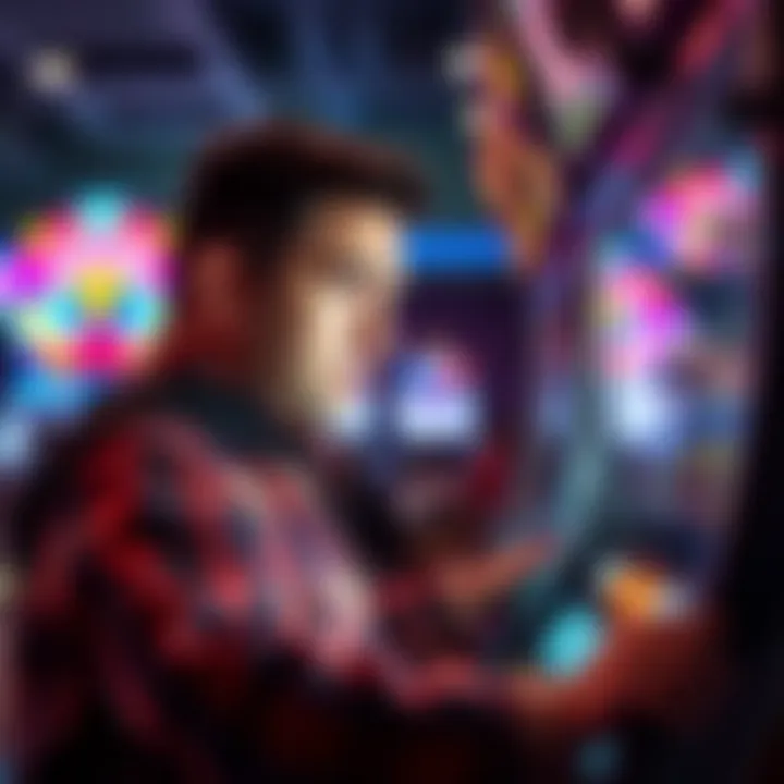 A player looking at a slot machine with a concerned expression, reflecting on casino winnings and losses.