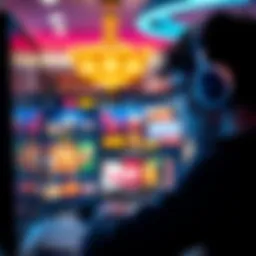 A person looking at a computer screen with online casino games, analyzing a website for signs of fraud.