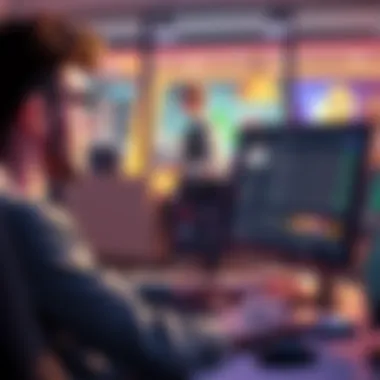 A person sits at a computer, examining various cryptocurrency casino websites with a thoughtful expression.