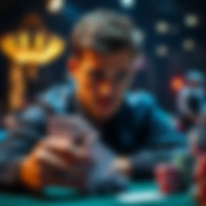 A poker player looking uncertain while folding pocket Kings in a tournament setting.