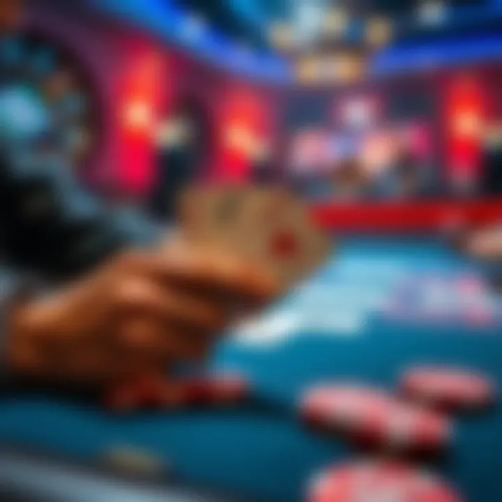 A poker player folding pocket aces on a wet flop during a live game