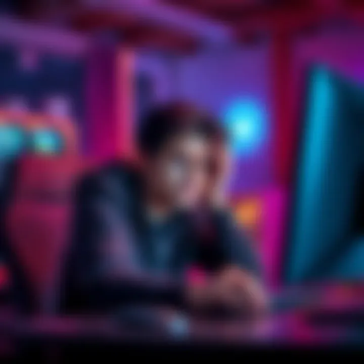 A frustrated player sitting at a computer, looking upset as they read about account suspensions and payout problems on a gaming site.