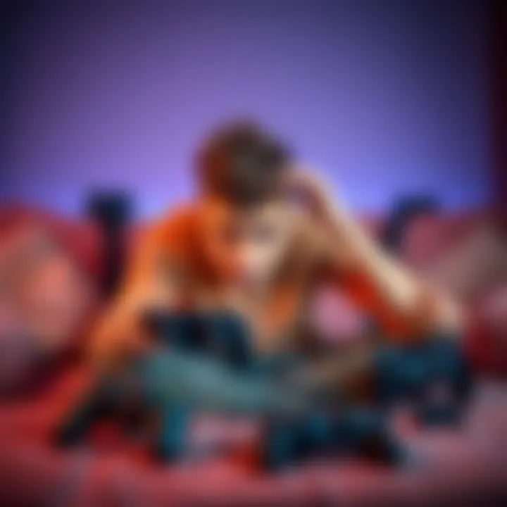 A person showing frustration while playing a video game on a couch, with controllers scattered around and a focused expression on their face.