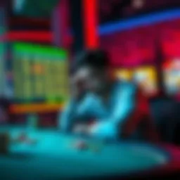 A frustrated player sitting at a gaming table looking at a screen showing losses, symbolizing challenges after reaching 95% RTP.