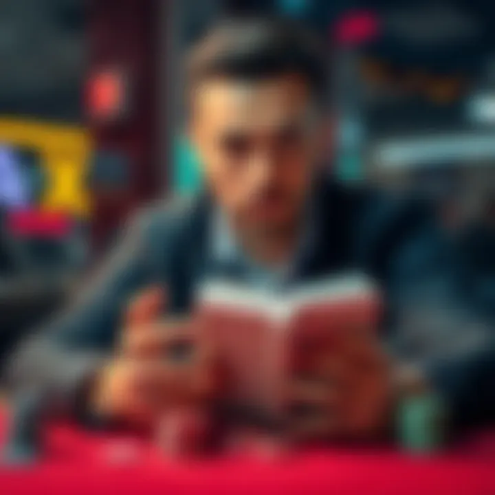 A poker player holding a stack of chips and a book, symbolizing investment in new opportunities.