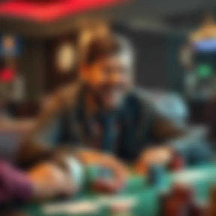 A player humorously reacting to losses while gambling at a low stakes table.