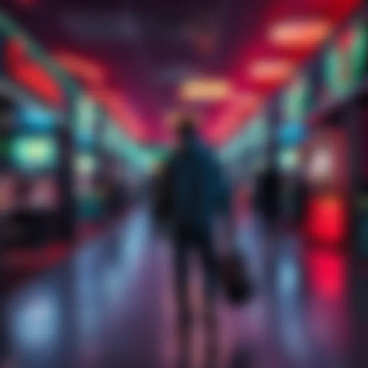 A person walking away from a casino with a disappointed expression, reflecting on losing bets