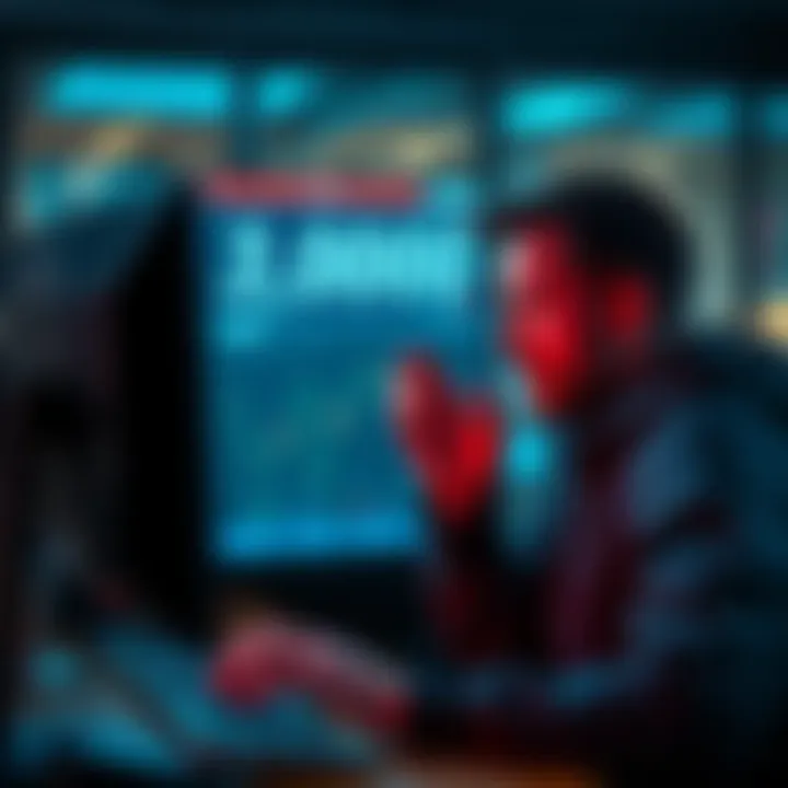 A distressed player looks at a computer screen showing a loss in earnings, reflecting frustration over losing money rapidly.