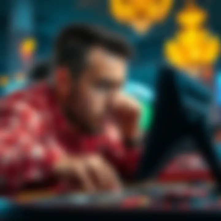 A frustrated player looking at his screen with lost money after impulsive gambling decisions