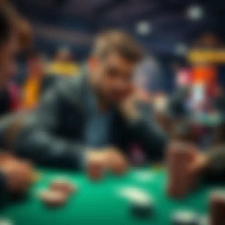 A focused poker player sitting at a cash game table, analyzing hands and making strategic betting choices, with chips and cards visible.