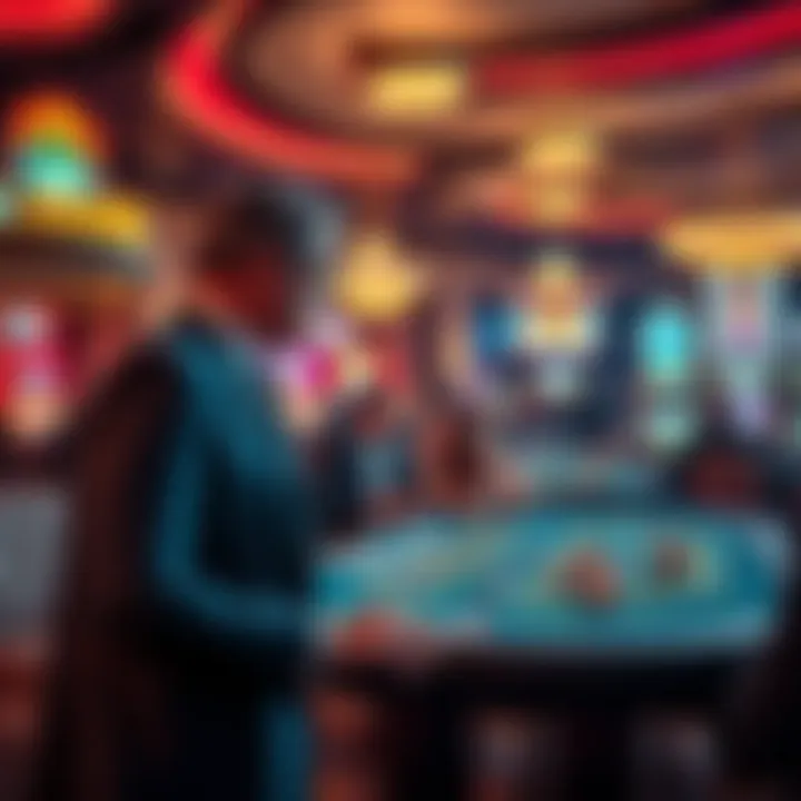 A well-dressed man in a suit approaches a table game in a Las Vegas casino while a player looks confused after being rejected. Other players watch the scene unfold.