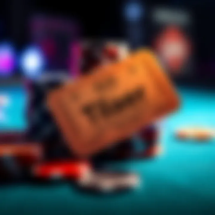 A visual representation of poker chips and a ticket symbolizing player shares on GG Poker in a mystery bounty tournament.