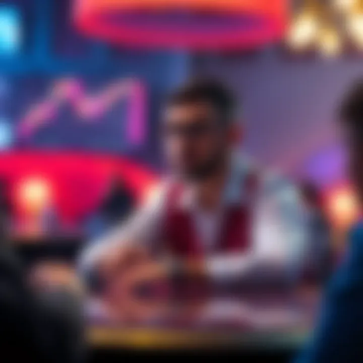 A player sits at a table, contemplating strategies for a 2/5/10 poker game.