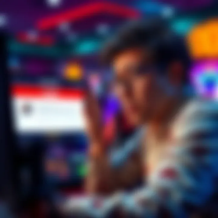 A frustrated player looking at a computer screen showing verification issues at Fortune Coins Casino, feeling anxious about their pending withdrawal