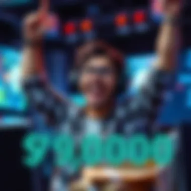 A gamer smiling and raising their hands in celebration after winning money from gaming