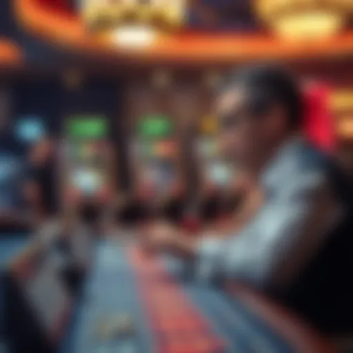 A player observes a casino game while placing small bets, reflecting on their gambling strategy, with a focus on patience and smart choices.