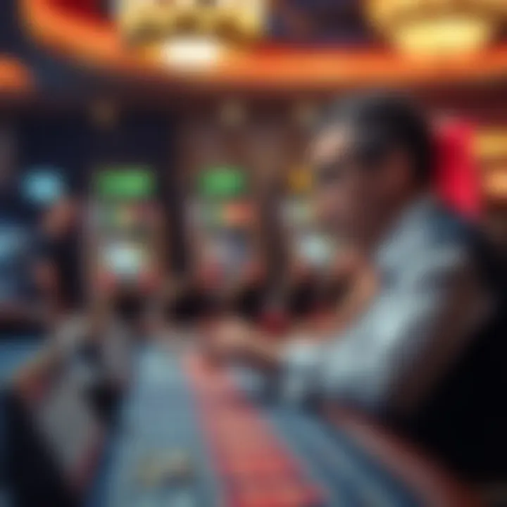 A player observes a casino game while placing small bets, reflecting on their gambling strategy, with a focus on patience and smart choices.