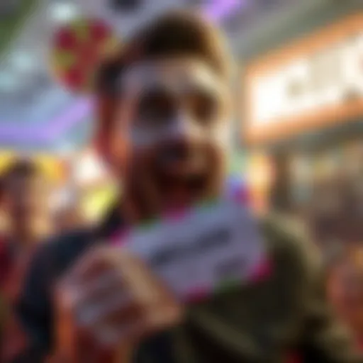 Excited player holding a winning ticket at Mcluck, expression of shock and joy on their face