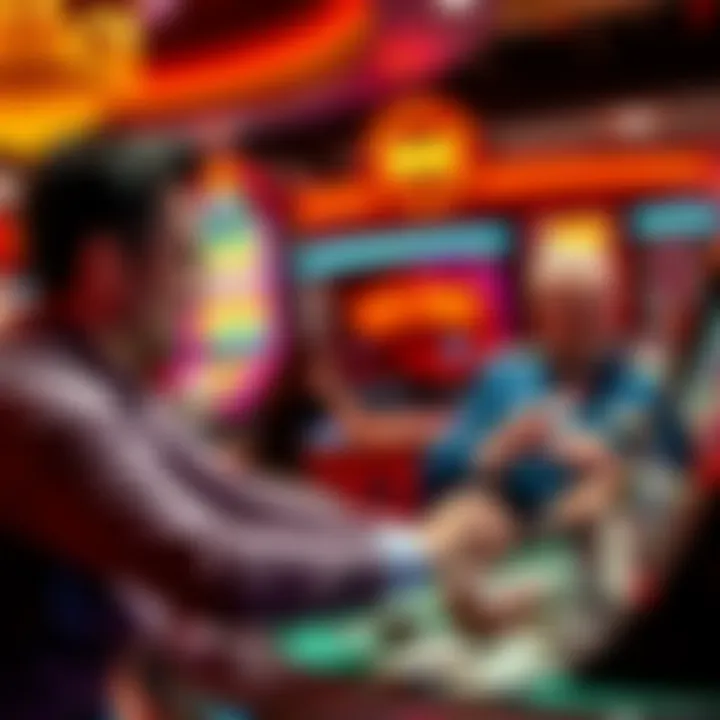 A player celebrates after winning 6200 dollars in a casino while a serious Pitboss watches from the side.