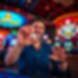 A player holding dice and celebrating a win at the Tropicana casino, with a vibrant gaming atmosphere in the background.