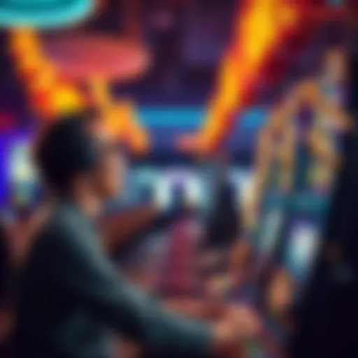 Player wins at slot machine A player celebrating at a slot machine after recovering losses with small bets