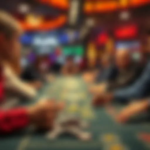 A person at a Bubble Craps table with chips in hand, discussing strategies with others around them.
