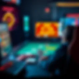 Player's Casino Experience A person sits at a computer, showing excitement after winning at online blackjack, with chips and cards on the screen.