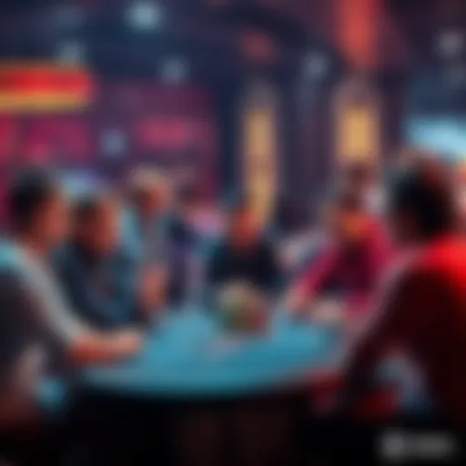 A group of players at a gaming table sharing tips on buy-in etiquette while preparing for a game.