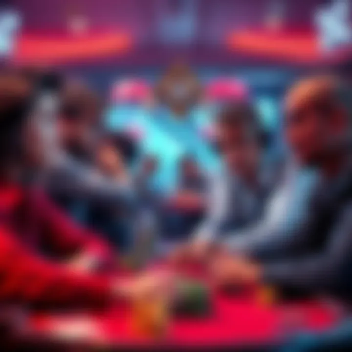 A group of players having a serious conversation about their gambling losses with worried expressions