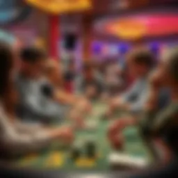 Group of people playing the Crapless Mini Tub game at a casino table, focused on their bets