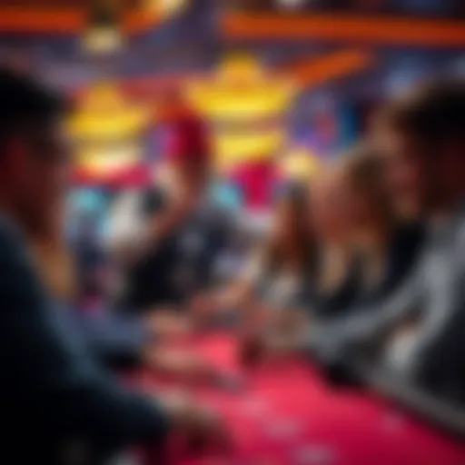 A group of players at a casino table, looking focused and engaged while playing despite losing money.