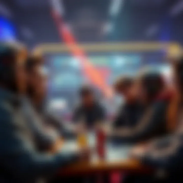 Players discussing bonus funds A group of players sharing their experiences about bonus funds in a gaming setting