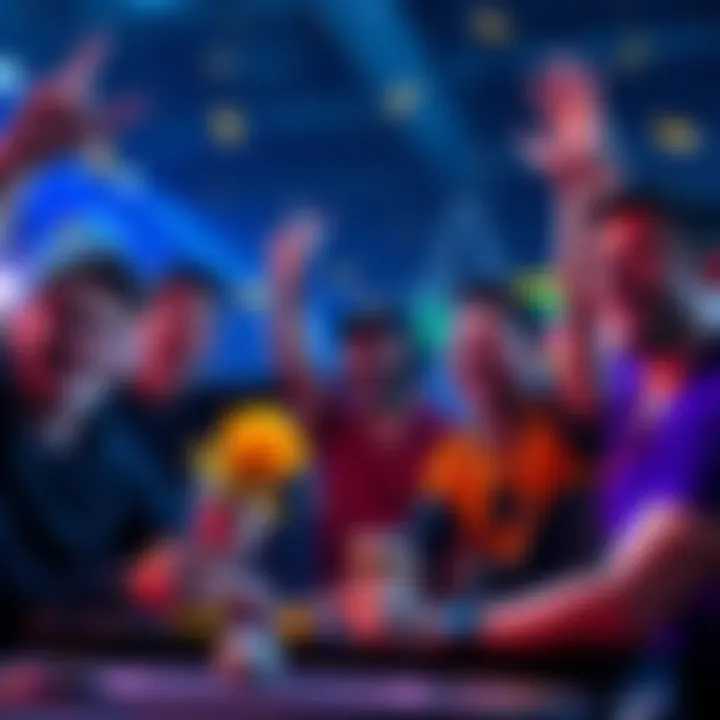 Group of happy players celebrating their gaming wins without cashing out