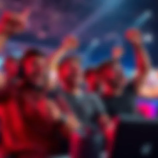 Players celebrating wins Group of happy players celebrating their game wins with smiles and raised fists.