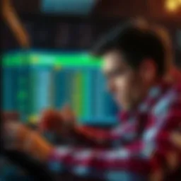 A frustrated player looking at a screen showing losses on a betting platform