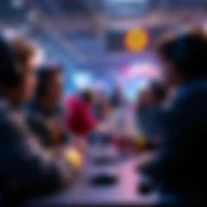 Players discussing Combo Games A group of gamers debating the pros and cons of combo games at a gaming event