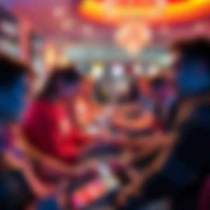 Group of people playing online casino games on their devices with excitement