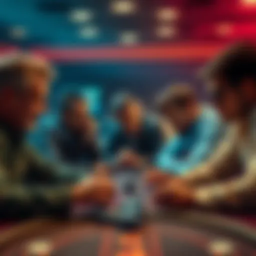 Group of players analyzing body language and expressions during a poker game