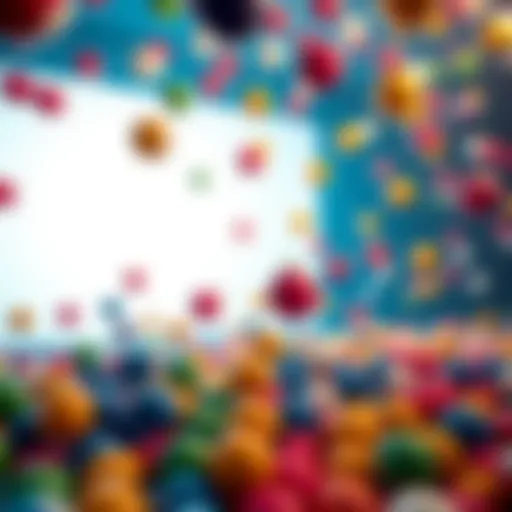 A scene showing many colorful balls falling, symbolizing a large loss in a game, with a blank screen in the background indicating a reset.