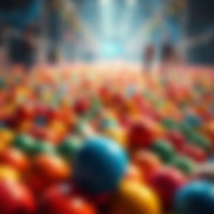 Plink Balls scattered on the ground A large number of colorful Plink Balls on the ground, with some shiny and reflecting light. Players are discussing strategies nearby.