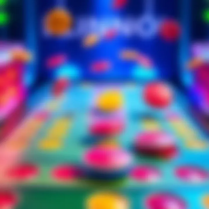 A bright Plinko board showing colorful pockets where disks land, illustrating the game's fun and chance elements.