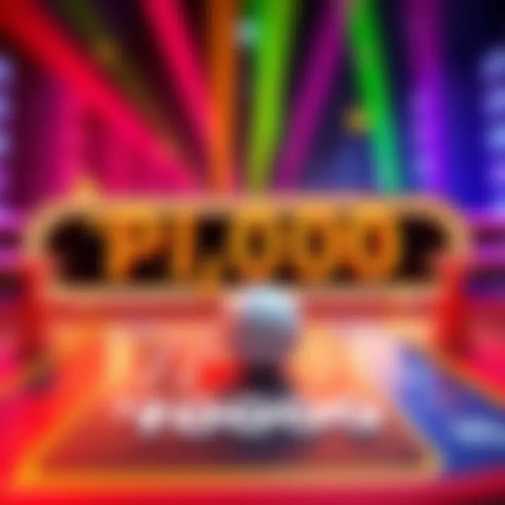 A colorful Plinko board with pegs and a ball dropping towards a 10,000 points slot