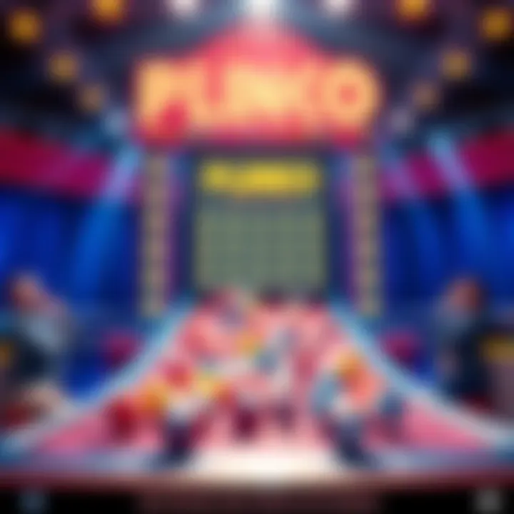 Colorful Plinko board with bouncing balls, showcasing players enjoying the game