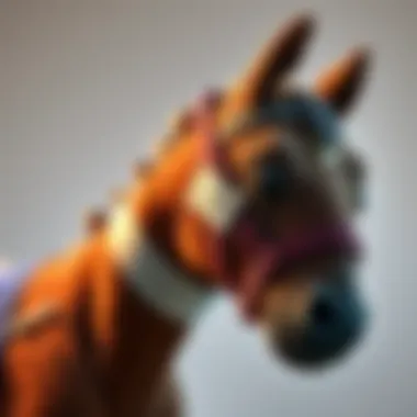 A plush toy horse wearing a bandage, symbolizing care for a deceased racehorse.
