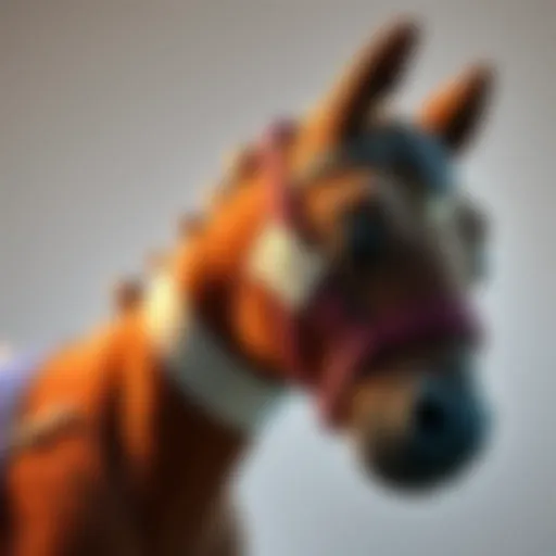 A plush toy horse wearing a bandage, symbolizing care for a deceased racehorse.