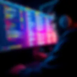 Poker-Bot Programming Inquiry A person looking at a computer screen displaying poker game statistics and code related to poker-bot programming.