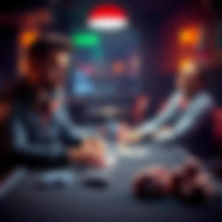 A poker coach teaches a player strategies at a table with cards and chips