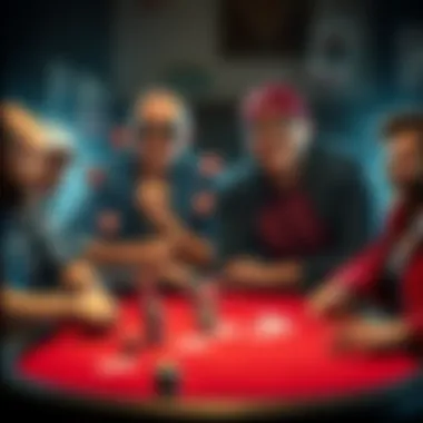 Poker dreams and goals concept A group of diverse poker players sharing their aspirations and dreams around a poker table with cards and chips in front of them.
